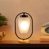 Devansh Milky Glass  Wooden & Iron  Table Lamp -17 Inch Height  -Q