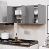 4 Doors Modular Wall Mounted Kitchen Cabinet With Adjustable Shelf In Slate Grey Finish
