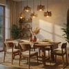 Star 5 Series Brown Solid Wood Cluster Hanging Light