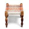 Oakville Sheesham Wood 2 Seater Maachi Bench In Assorted Multi-Colour Chindi & White Rope Canning