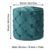 Dallas Pine Wood Accent Set of 2 Ottoman Pouffees in Turquoise Sea Velvet