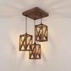 Symmetric Brown Solid Wood Cluster Hanging Light
