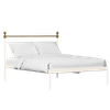Iver Metal Non Storage Queen Bed in Glossy Ivory Finish