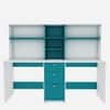 Natsu Twin Home Office Table Frosty White and Ocean Green