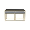Benton Nesting Black Glass Coffee Table Set With 2 Stools In Gold Finish