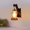 Devansh Solid Wood Electric Wall Light in Brown Colour with Lavender Shade Count of 1 Light