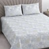 Cream Floral Cotton 400 Tc Flat Queen Size Bedsheet With 2 Pillow Covers
