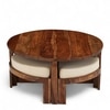 Nashville Sheesham Wood Accent Coffee Table Set With 4 Stools In Natural Teak Finish