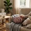 Knotty Combed Cotton Knitted Decorative Aubergine Knot Pillow 7 x 7 Inches