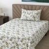 Xena White Floral 290 TC Cotton Flat Single Size Bedsheet with 1 Pillow Cover – Threads