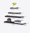 Solid Wood Floating Wall Shelf Set of 4 in Brown Colour