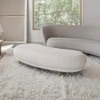 Wooden Twist Borzy Modern Curved Bench with Golden Metal Legs and Soft in White Colour