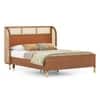 Fiji Wingback Cane and Solid Wood King Size Non-Storage Bed in Nappa Tan Leatherette