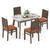Lunar Alaska Exotic Stone 4 Seater Dining Table With Atlas Dining Chairs Set