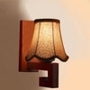 Devansh Wood Wall Mounted Lamp With Beige Jute Shade