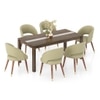 Atlas Crest Solid Wood 6 Seater Dining Table with 6 Celia Accent Dining Chair