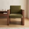 Dhuna Solid Wood 1 Seater Rattan Designed Sofa With Cushion Arram Rest In Provincial Teak Finish