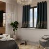 Stoa Paris Satin Window Curtains, 300 TC Dimout Home Furnishing Curtains,  Aesthetic Parda,, Kids Room, Pack of 1, Versailles - Emerald Royale