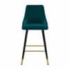 Doe Buck Upholstered Counter Height Bar Stool in Teal Colour with Gold Accents