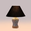 Devansh Conical Black Cotton Shade Lamp With Wood & Mosaic Glass Base For Decoration/Office/Home/Gifting/Study For Decoration/Office/Home/Gifting/Study -(10X10X14.5) Inches -A