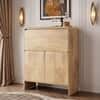 Cabo Solid Wood 2 Door Bar Cabinet In White Oak Finish