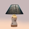 Devansh Conical Turquoise Jute Shade Lamp With Wood & Mosaic Glass Base For Decoration/Office/Home/Gifting/Study For Decoration/Office/Home/Gifting/Study -(10X10X14.5) Inches -A