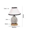 Devansh Conical White & Black  Cotton Shade Lamp With Wood & Mosaic Glass Base For Decoration/Office/Home/Gifting/Study For Decoration/Office/Home/Gifting/Study -(10X10X14.5) Inches -A