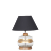 VARELLO Clear Glass Table Lamp with Gold Accent and Wood Base Black Shade
