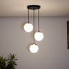Orb 3 Light Round Cluster Pendant in Frosted White Glass