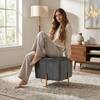 Doe Buck Adirondack Channel Tufted Velvet Ottoman Stool in Grey Colour with Gold Legs