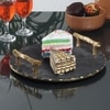 Round Marble Tray with Gold Finish Metal Handle