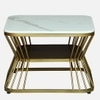 Metalhome Square Metal Nesting Coffee Table Set Gold Finish White Porcelain Top Set Of 2