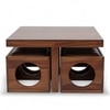 Nordic Sheesham Wood Accent Coffee Table Set With 4 Stools In Provisional Teak Finish