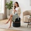 Doe Buck Gracy Velvet Round Ottoman in Black Colour with Gold Band