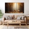 The Castle Decor Golden Deer Wall Painting Wooden Framed Digital Painting 27x48 Inch (Style 1)