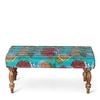 Bestone Sheesham Wood Mid Century Dining Bench (Sea Green Fruit Print Kantha Teak Finish)