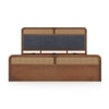 Hanoi Solid Wood Cane King Size Hydraulic storage Bed In Amber Walnut Finish Fabric Davis Plus