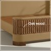 Heritage Cane Upholstered King Size Bed in Linen With Oak wood Frame