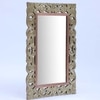 Miro Mango Wood Inlay Brass Carving Wall Mirror