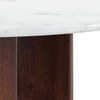 Orra Round White Marble And Solid Wood Coffee Table In Walnut Finish