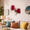 Devansh Metal Electric Wall Light in Gold Colour with Red Shade Count of 2 Lights