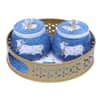 Cow Round Basket With Jar Set Of 3 In Gold Colour