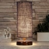 Spencer Blue Jute table lamp with brown wood base