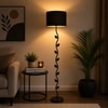 Sia Black Cotton Floor Lamp with Solid Wood