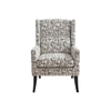 Joan Printed Canvas Geometry Fabric Wing Chair in White Colour