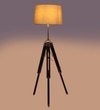Black Dabbi Stand Floor Lamp in Beige Shade