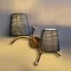 Devansh Metal Electric Wall Light in Gold Colour with Blue Shade Count of 2 Lights