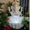 White Fiber Glass Lotus Ganesha Indoor Water Fountain