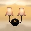 Devansh Dual Black Wallmounted Lamp With Beige Jute  Shade