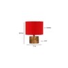 Cordelia Red cotton table lamp with Natural Wood Base